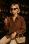Brown Oversize Wide Cuff Women's Shirt 27384 - 3