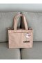 Canvas Fabric Large Shoulder Bag with Embroidered Details W32 H28 - 4