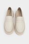 Queena Beige Genuine Leather Thick Sole Detail Women's Shoes - 6
