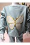 Eid Girls' Top and Bottom Set with Ruffled Sleeves, Hand Embroidery, Embossed Flower, 100% Cotton - 3