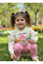 Eid Girls' Top and Bottom Set with Ruffled Sleeves, Hand Embroidery, Embossed Flower, 100% Cotton