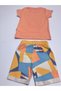 Kids Unisex Girls Boys Shorts Bottom Top Set Nursery 100% Cotton Casual Style Design Premium, Orange - 9