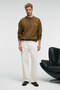 Caspian Men's Cotton Crew Neck Karyoka Stitched Printed Khaki Sweatshirt - 2