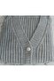 Women's Gold Buttoned Ribbed Oversized Gray Knitwear Cardigan - 2
