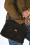 Women's Genuine Suede Leather Hand and Shoulder Lined Bag - 6