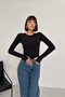 Finger-Through Modal Fabric Long Sleeve Crew Neck Stretchy Women's Bodysuit - 4