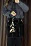 Black Genuine Cowhide Suede Large Size Daily Shoulder Bag with Magnetic Closure, Zippered Inner Pocket and Strap - 4