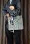 Gray Genuine Cowhide Suede Large Size Daily Shoulder Bag with Magnetic Closure, Zippered Inner Pocket and Strap - 6