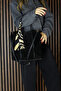 Black Genuine Cowhide Suede Large Size Daily Shoulder Bag with Magnetic Closure, Zippered Inner Pocket and Strap - 6