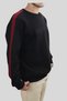 Men's Sweat Black Oversize Sweatshirt Embroidered Burgundy Striped Casual Winter Cotton - 3