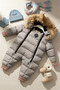 Astronaut Jumpsuit Double Zipper Fur Hooded Gray Jumpsuit - 4