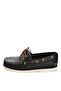 Dark Navy Blue Men's Leather Casual Shoes Classic Boat 2 Eye - 2