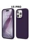 iPhone 15 Pro Case Velvet Inside Camera Raised Launch Silicone Cover Deep Purple