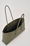 Women's Long Tote Bag Khaki Braided - 4