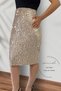 Sequined & Lined Sequined Below-The-Knee Pencil Skirt - 60 cm Length Evening Dress Skirt Lycra & Stretchy Skirt Mink - 4