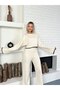 Women's Ecru Shepherd Stitch Double Knitwear Set - 6