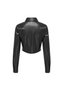 Skinny Shirt Collar Solid Black Women's Shirt ONLMIA FAUX LEATHER SHIRT OTW - 2