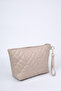 Women's Beige Geometric Patterned Travel Cosmetic Beach Makeup Clutch Hand Bag Organizer Makeup Bag - 2