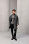 Carlo Oversize Cashmere Fabric Winter Men's Coat with Fileto Pockets - Smoked - 6