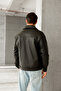 Men's Oversize Fur Lined Belted Leather Jacket - 4
