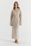 Rope Belted Knitwear Dress Beige - 3