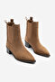 Women's Pointed Toe Back Zipper Cowboy Double Elastic Western Boots Mirona Tan Suede - 4