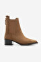 Women's Pointed Toe Back Zipper Cowboy Double Elastic Western Boots Mirona Tan Suede - 3