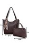 Women's Brown Double Suit Handbag with Scarf - 2