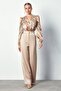 Patterned Bodysuit Blouse - Camel