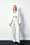 Patterned Loose Trousers - Ecru - 3