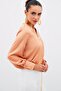 V-Neck Satin Blouse - Salmon - 3