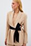Long Jacket with Belt - Beige - 5