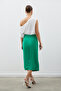 Satin Crepe Skirt with Button Accessories - Green - 6