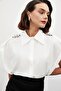 Short Sleeve Shirt with Shoulder Accessories - Ecru - 5