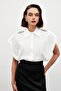 Short Sleeve Shirt with Shoulder Accessories - Ecru - 2