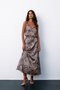 Leopard Patterned Satin Skirt - Mink - 3