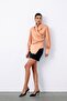 Brooched Double Breasted Blouse - Salmon - 4