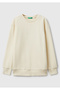 Boy's Cream Print Detailed Crew Neck Relaxed Fit Sweatshirt