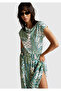 Women's Light Green Patterned Sleeveless T-Shirt