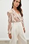 Floral Patterned Bodysuit Blouse - Camel - 4