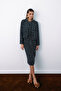 Buttoned Tweed Short Jacket - Navy Blue - 5