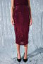 Sequin Detailed Pencil Skirt - Burgundy - 5