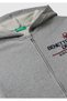 Boy's Gray Melange Zippered Hooded Sweatshirt with Logo Detail on the Front - 3