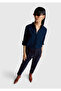 Women's Navy Blue Elastic Waist Trousers - 5