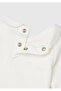 Baby Ecru Front Logo Embroidered Snap Fastener Baby Collar Long Sleeve Bodysuit - 3