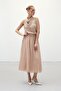 Kraşlı Flared Skirt - Powder - 5