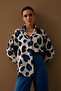 Colorful Leopard Printed Loose Shirt - Sax Blue - 3