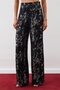 Shiny Patterned Loose Trousers - Black-Silver - 5