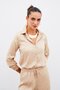 Patterned Satin Shirt - Camel - 2