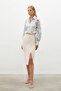 Chain Detailed Pencil Skirt - Beige